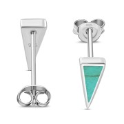 Turquoise Triangle Sterling Silver Stud Earrings, e312